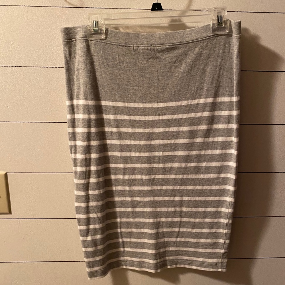 Grey and White striped pencil skirt